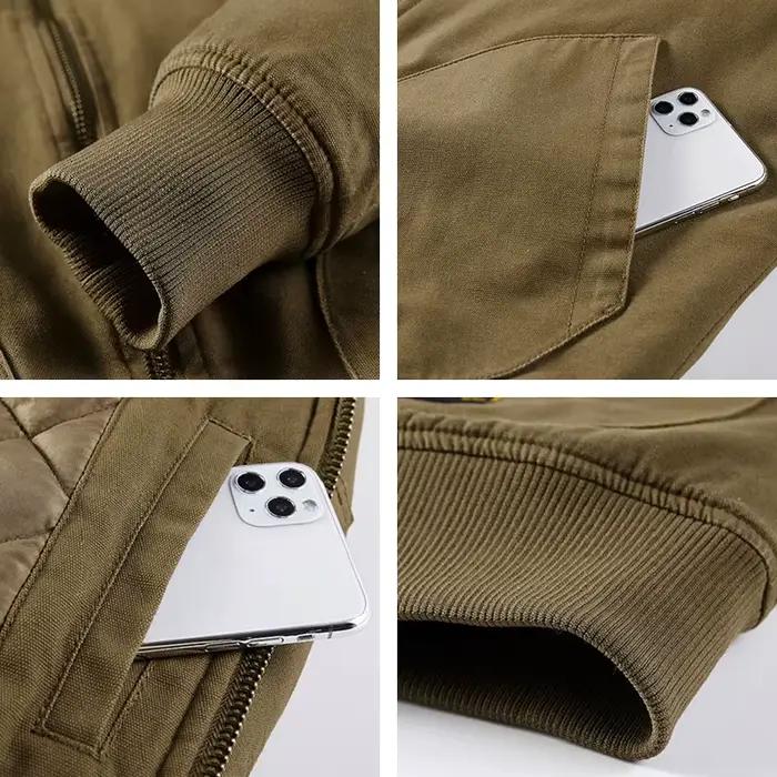 Blouson aviateur militaire en coton à capuche pour hommes