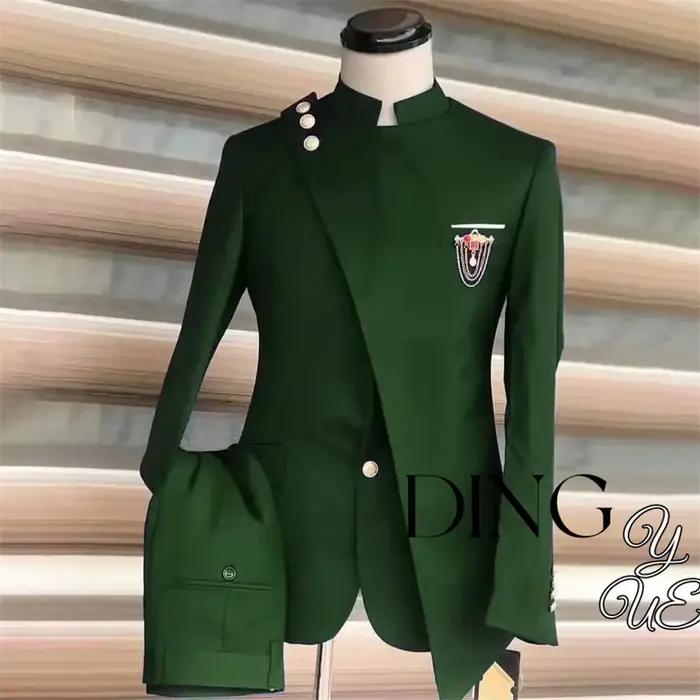 Ensemble blazer et pantalon YEAE bleu marine pour homme, élégant pour mariage et événements formels