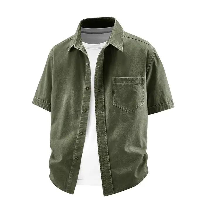 Chemise pour homme en coton lavé