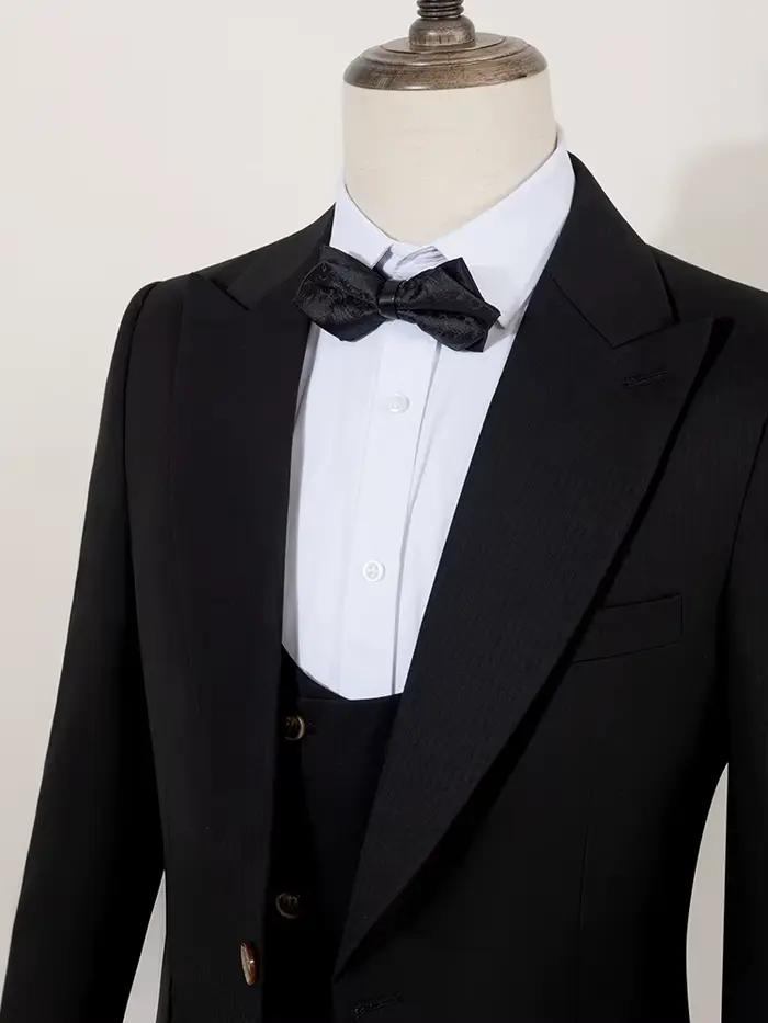 Ensemble 3 pièces noir pour homme : Costume de marié élégant