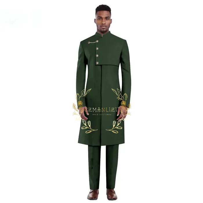 Ensemble 2 pièces manteau Long bleu Royal pour hommes