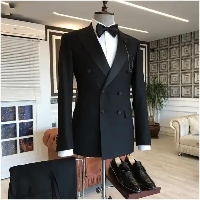 Costume 2 pièces veste + pantalon noir pour hommes