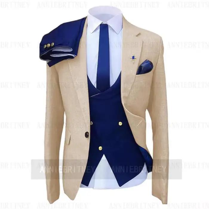 Costume de mariage sur mesure pour homme gris et bleu royal élégant pour occasions spéciales et événements professionnels