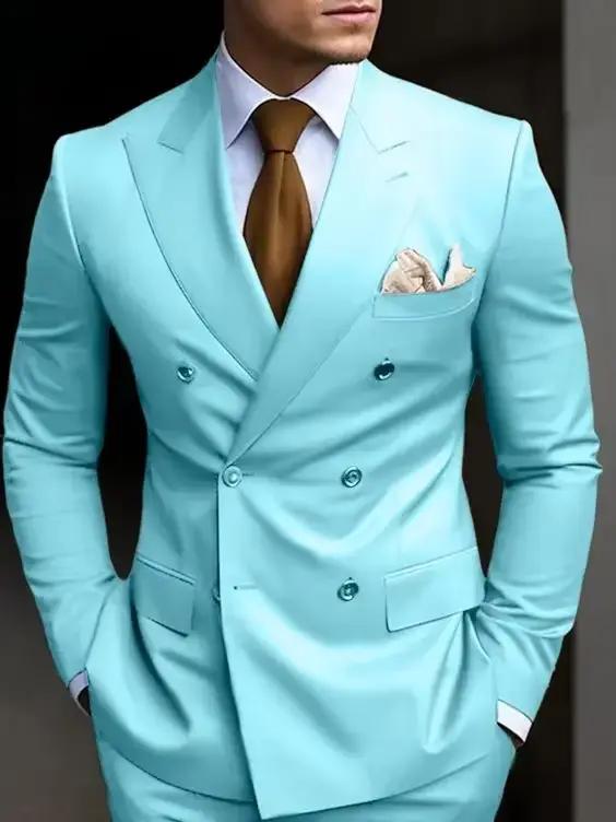 Costumes pour hommes à Double boutonnage vert menthe
