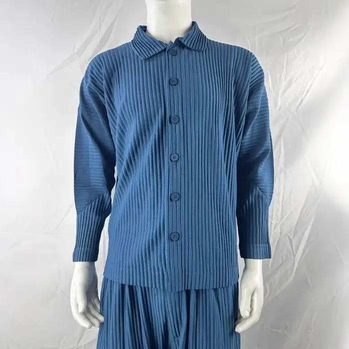 Miyake plissé Plisse chemise hommes 2026 printemps nouvelle veste à manches longues automne loisirs veste mode mince noir couleur unie hauts