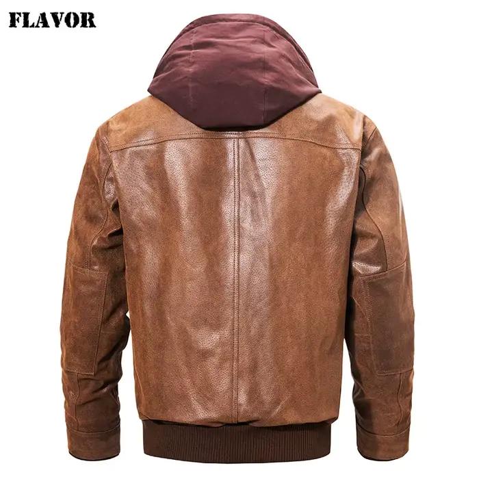FLAVOR Veste en cuir marron pour homme