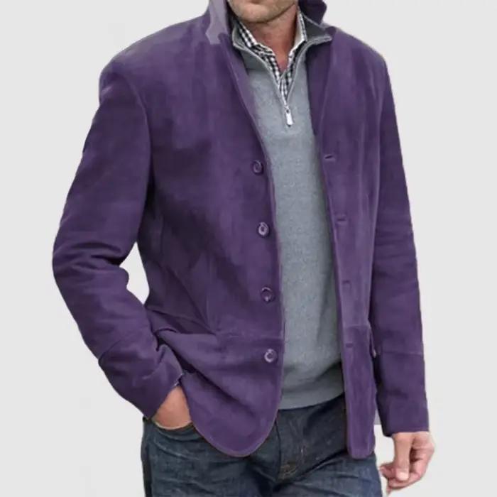 Veste de costume décontractée vintage pour homme, élégante et polyvalente, polyester, bleu ciel, beige, brun, noir, pour toutes les saisons et occasions
