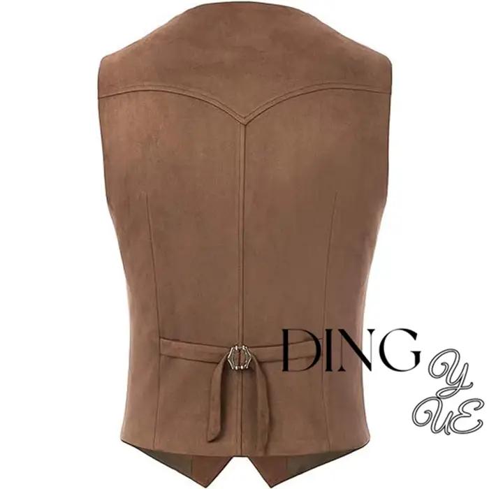 Gilet de costume en simili cuir suédé style anglais pour homme, gilet sans manches à col en V, boutonnage simple pour toutes les saisons, cadeau idéal pour les occasions spéciales