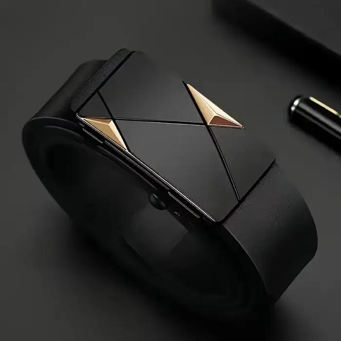 Ceinture élégante en cuir PU pour hommes – Ceintures à la mode pour la vie quotidienne
