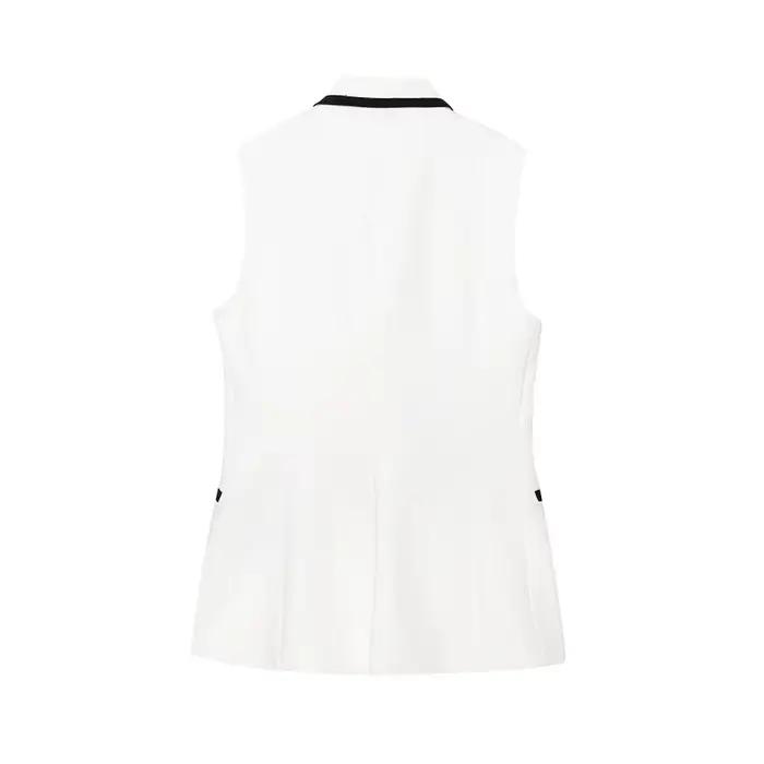 MUJER blanc femme costume sans manches gilet 2 pièces ensemble