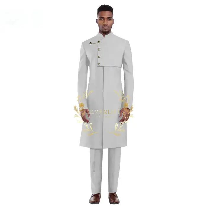 Ensemble 2 pièces manteau Long bleu Royal pour hommes