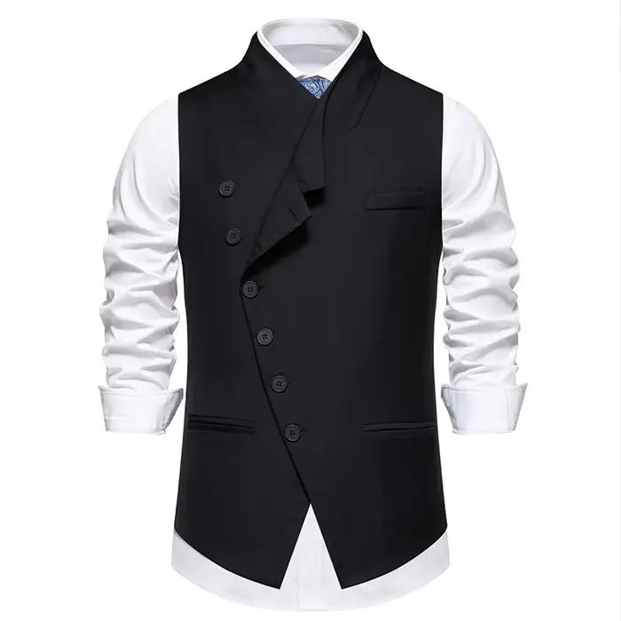 Gilet de mariage et de fête pour hommes avec patte avant diagonale et fermeture à bouton unique