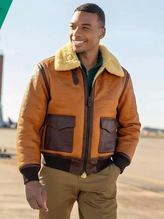 Veste en peau de mouton véritable pour homme