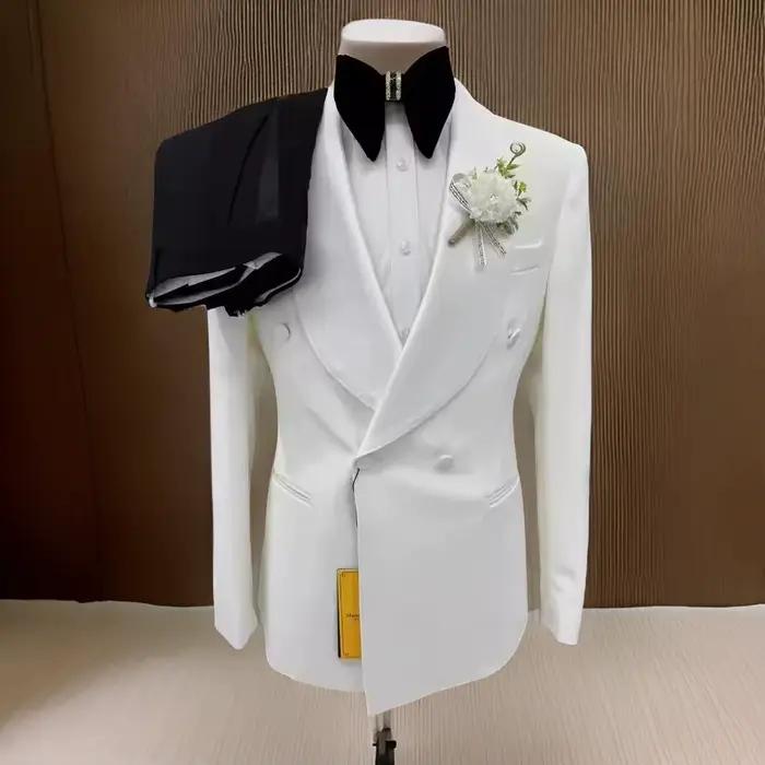 Costume de mariage Tunatak en polyester et rayonne pour hommes, élégant et décontracté, avec double boutonnage pour mariage et cérémonies formelles