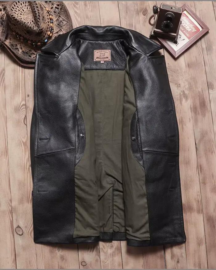 Veste en cuir noire d'hiver pour homme