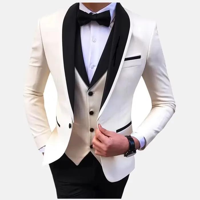 Costumes pour hommes à fente blanche 3 pièces