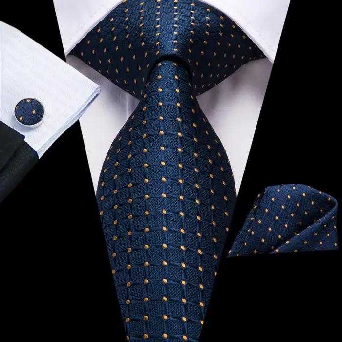 Ensemble cravate et pochette de costume bleu marine pour homme
