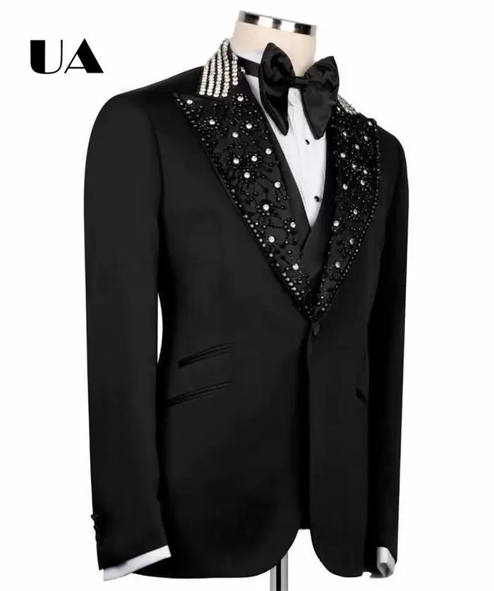 Ensemble de costume de perles de luxe haut de gamme pour hommes