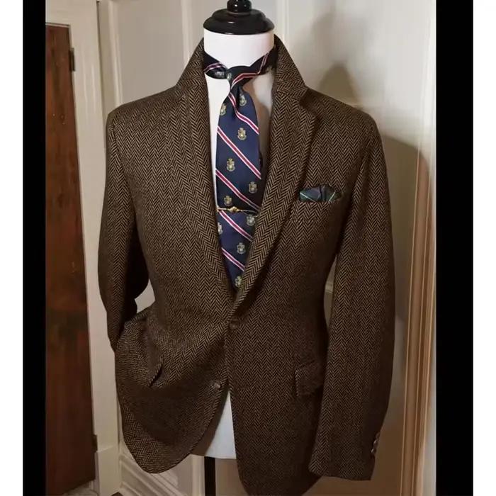 Blazer en tweed à chevrons pour homme