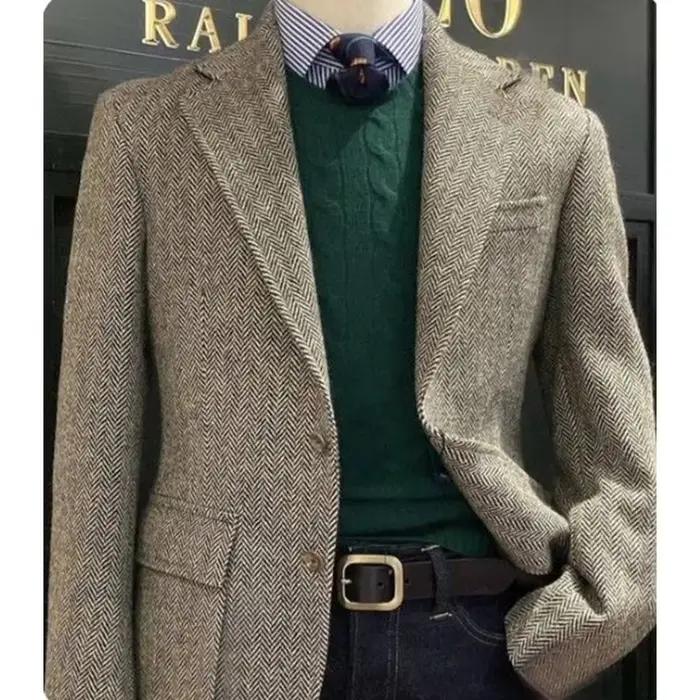 Veste de costume élégante pour hommes à chevrons décontractée coupe cintrée confortable automne hiver occassions professionnelles style moderne à offrir