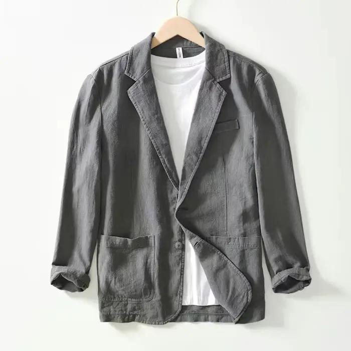 Blazer rétro élégant en lin pour hommes