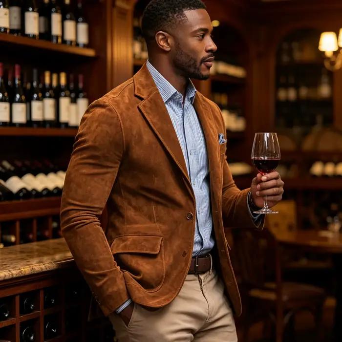 Blazer en daim marron pour homme