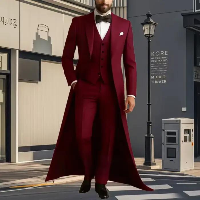 Costume Homme 3 Pièces de Mariage et Cérémonie : Veste Longue