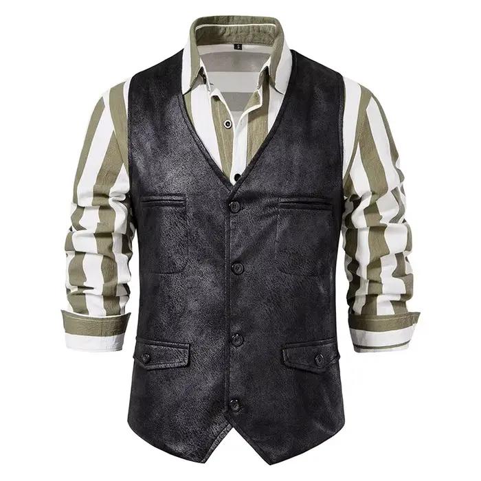 Gilet en polyester brun pour hommes, style décontracté, gilet pour garçons d'honneur, mariage, événements formels et voyages