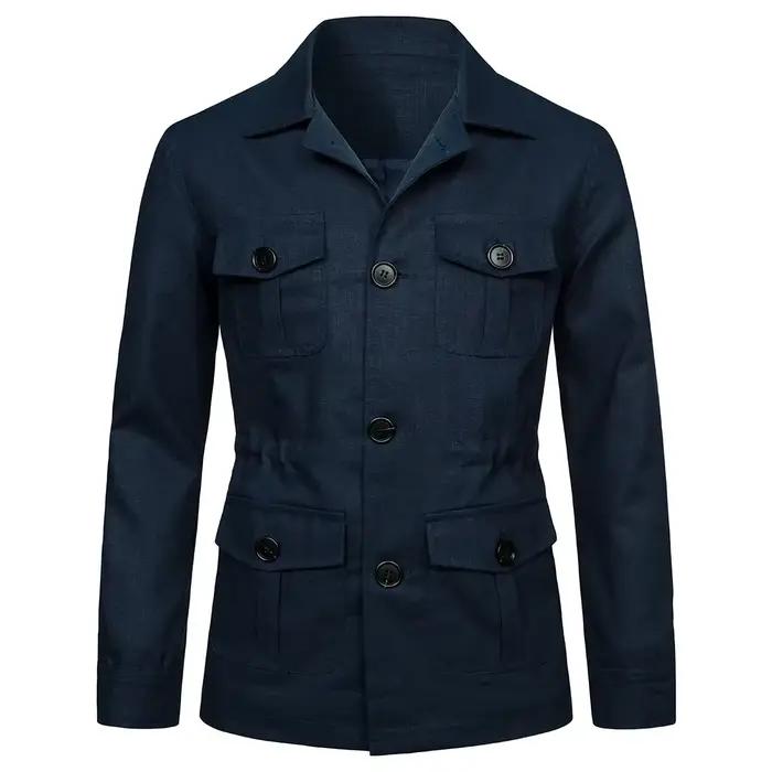 Veste à simple boutonnage pour hommes avec poches