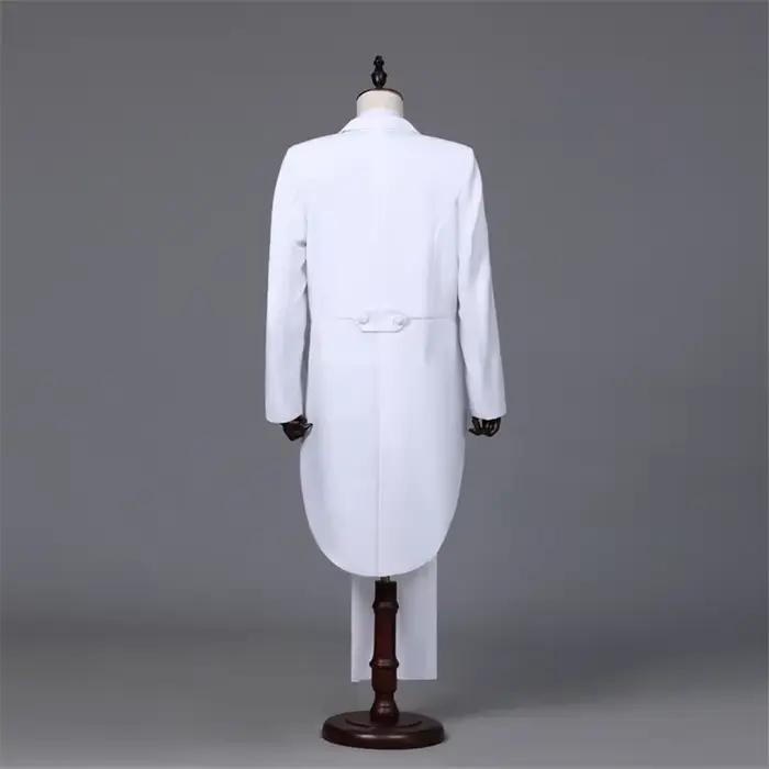 Manteau de queue pour hommes classique moderne blanc et noir style basique costume pour hommes scène veste tenues chanteur magicien occassions spéciales