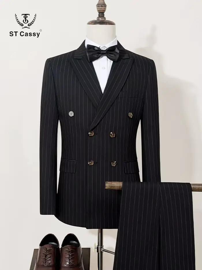 Costumes rayés noirs de haute qualité pour hommes