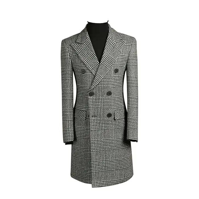 Manteau Long pied-de-poule pour hommes