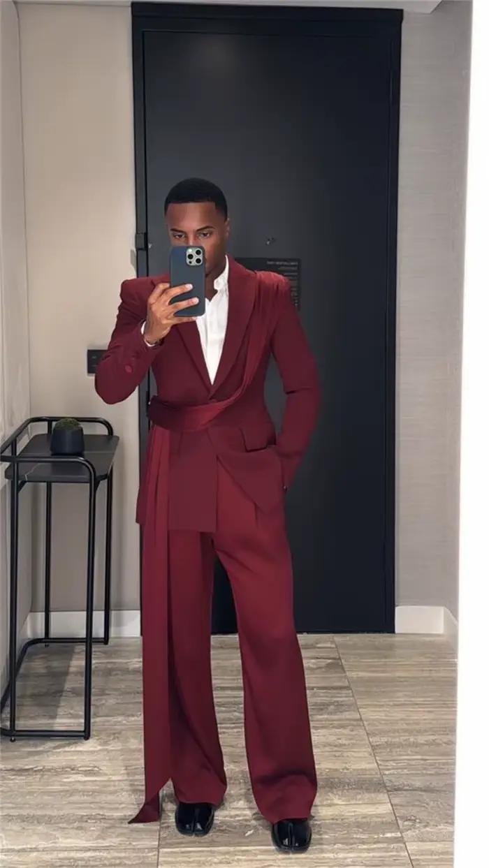 Ensemble de costumes bordeaux pour hommes