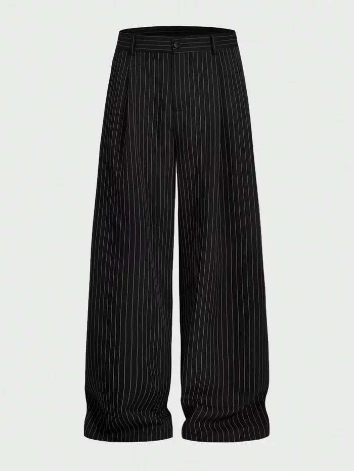 Pantalon de costume rayé décontracté pour hommes