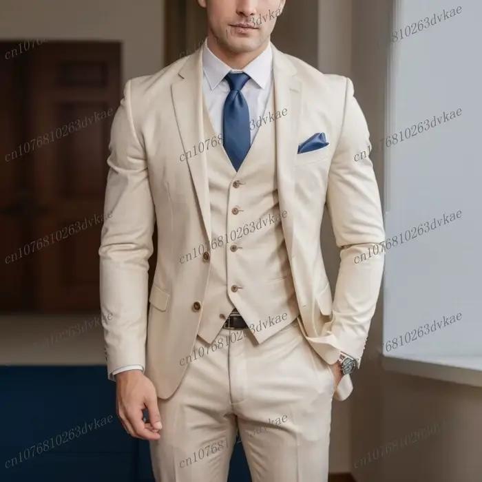Nouveau bleu marine hommes d'affaires costume marié Groomsman fête de mariage bal mâle Occasion formelle Tuxedos 3 pièces ensemble Blazer gilet pantalon
