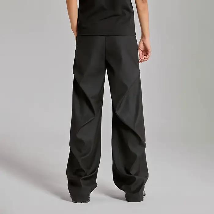 Pantalon de costume froissé légèrement évasé pour hommes en automne