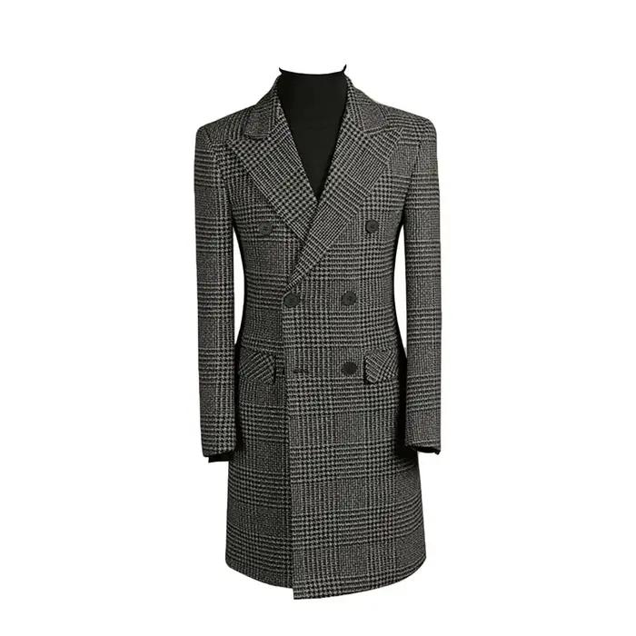 Manteau Long pied-de-poule pour hommes
