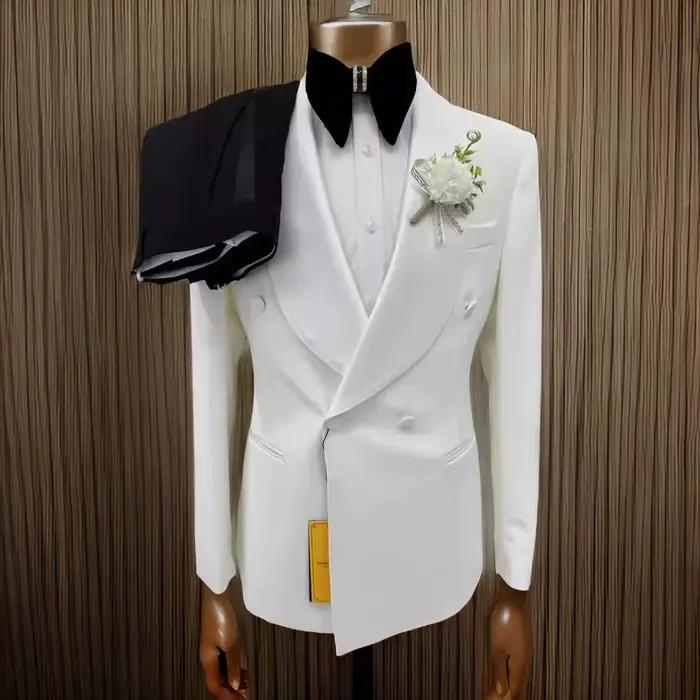 Costume de mariage Tunatak en polyester et rayonne pour hommes, élégant et décontracté, avec double boutonnage pour mariage et cérémonies formelles