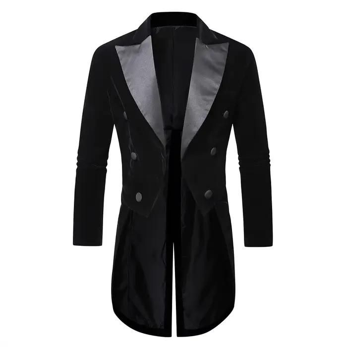 Veste de smoking élégante en velours noir pour hommes – Vêtements de cérémonie pour banquets