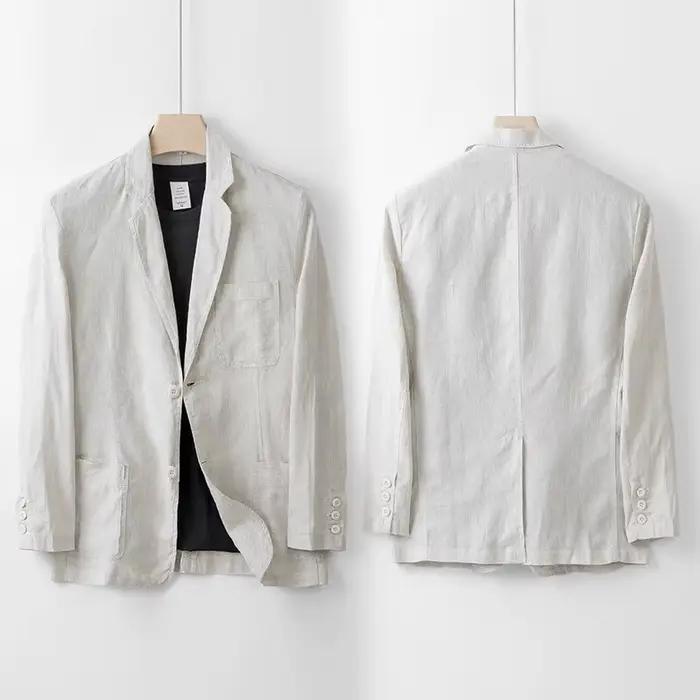 Veste de costume en lin pour homme décontractée et élégante pour l'été et le printemps occassions spéciales faire du shopping détente événements formels