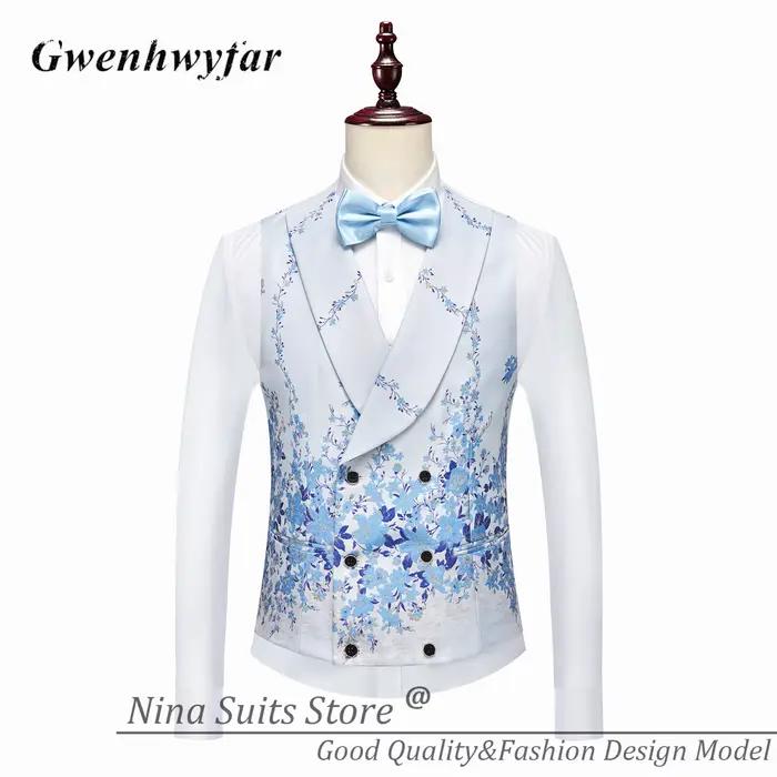G & N 2026 sur mesure hommes costumes pour fête bleu clair motif série 3 pièces Costume Homme mode