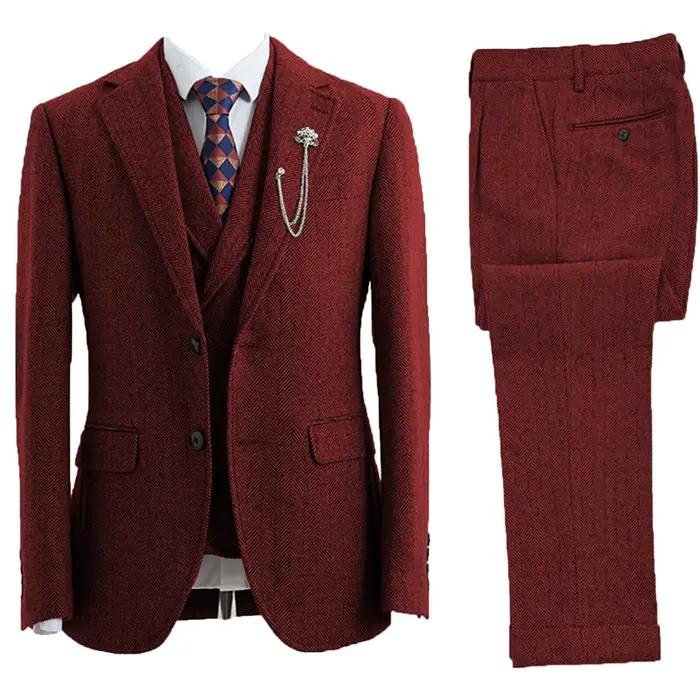 Tuxedos croisés à chevrons en tweed trempé pour hommes