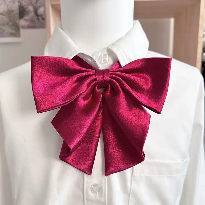 Nouvelle Collection 2025 Nœuds Papillon Rouge Couleur Unie Surdimensionnés à Queue d'Émeraude pour Femmes et Étudiantes
