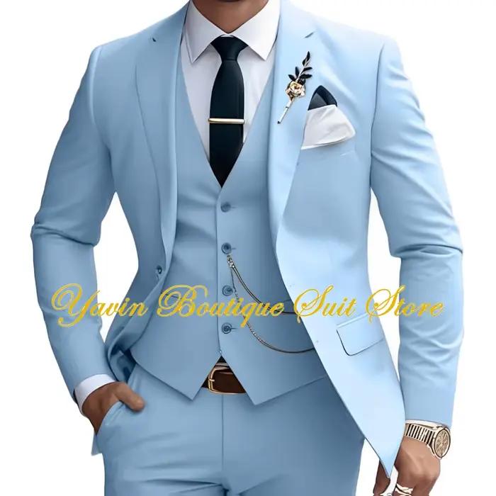 Costume formel homme, smoking de mariage personnalisé, coupe cintrée, 3 pièces pour garçons d'honneur, ensemble complet pour banquets et mariages