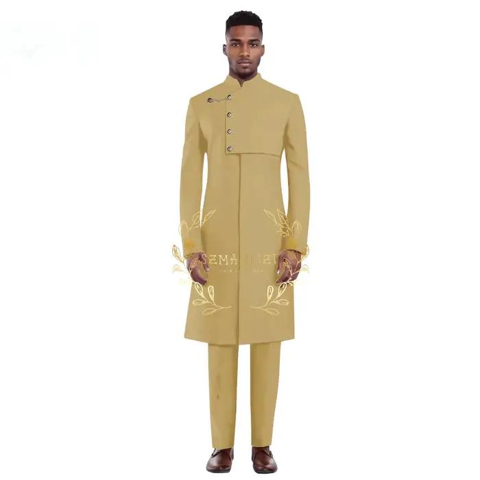 Ensemble 2 pièces manteau Long bleu Royal pour hommes