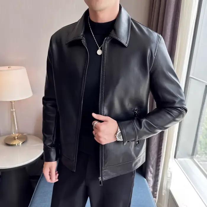Veste en cuir de style coréen pour hommes
