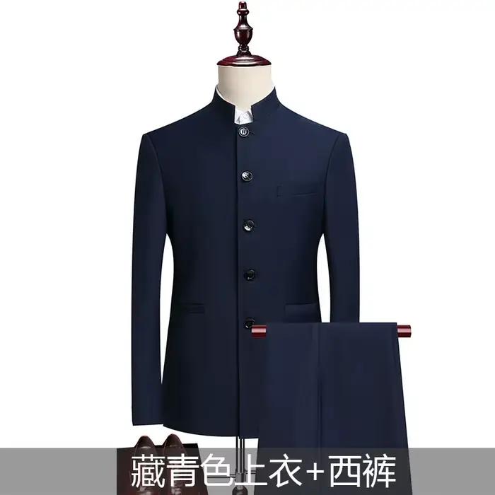 Costume décontracté et élégant en polyester et viscose pour hommes, quatre saisons, ouvertures totales, style gentleman moderne pour bureau et événements spéciaux