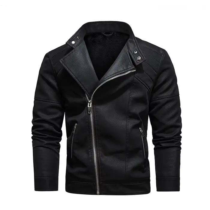 2025 mode veste en cuir hommes hiver polaire chaud fermeture éclair moto manteaux