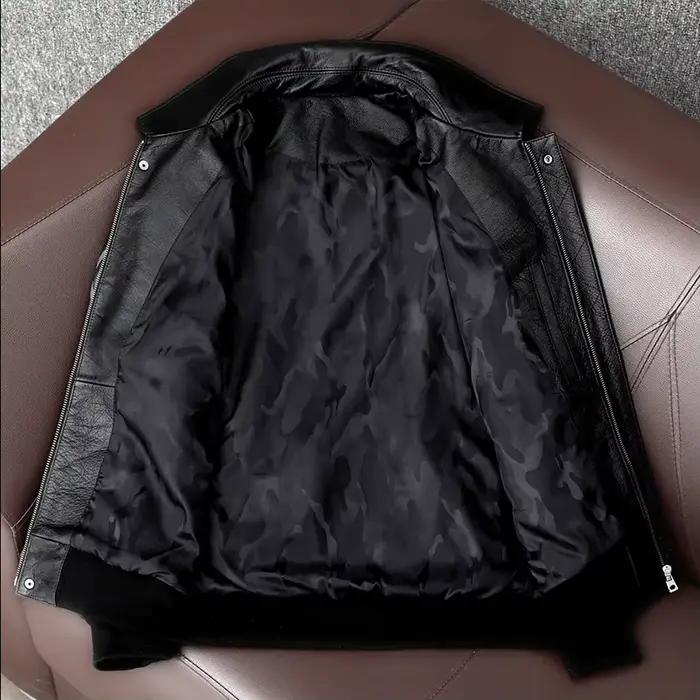Blouson aviateur en cuir véritable pour homme