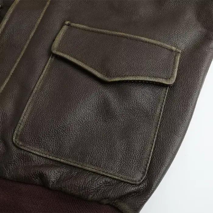 Veste en cuir Olive Vintage pour hommes
